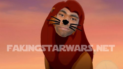 Visual simulation of Donald Glover as Simba.