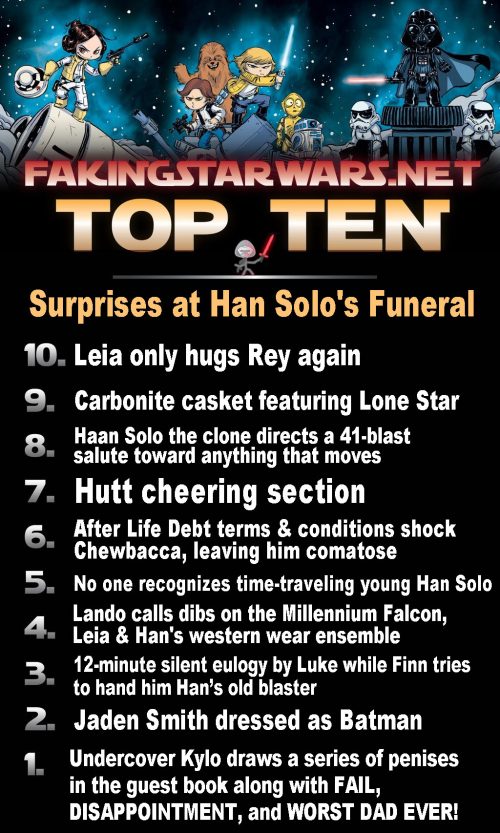 Top 10 Surprises at Han Solo's Funeral